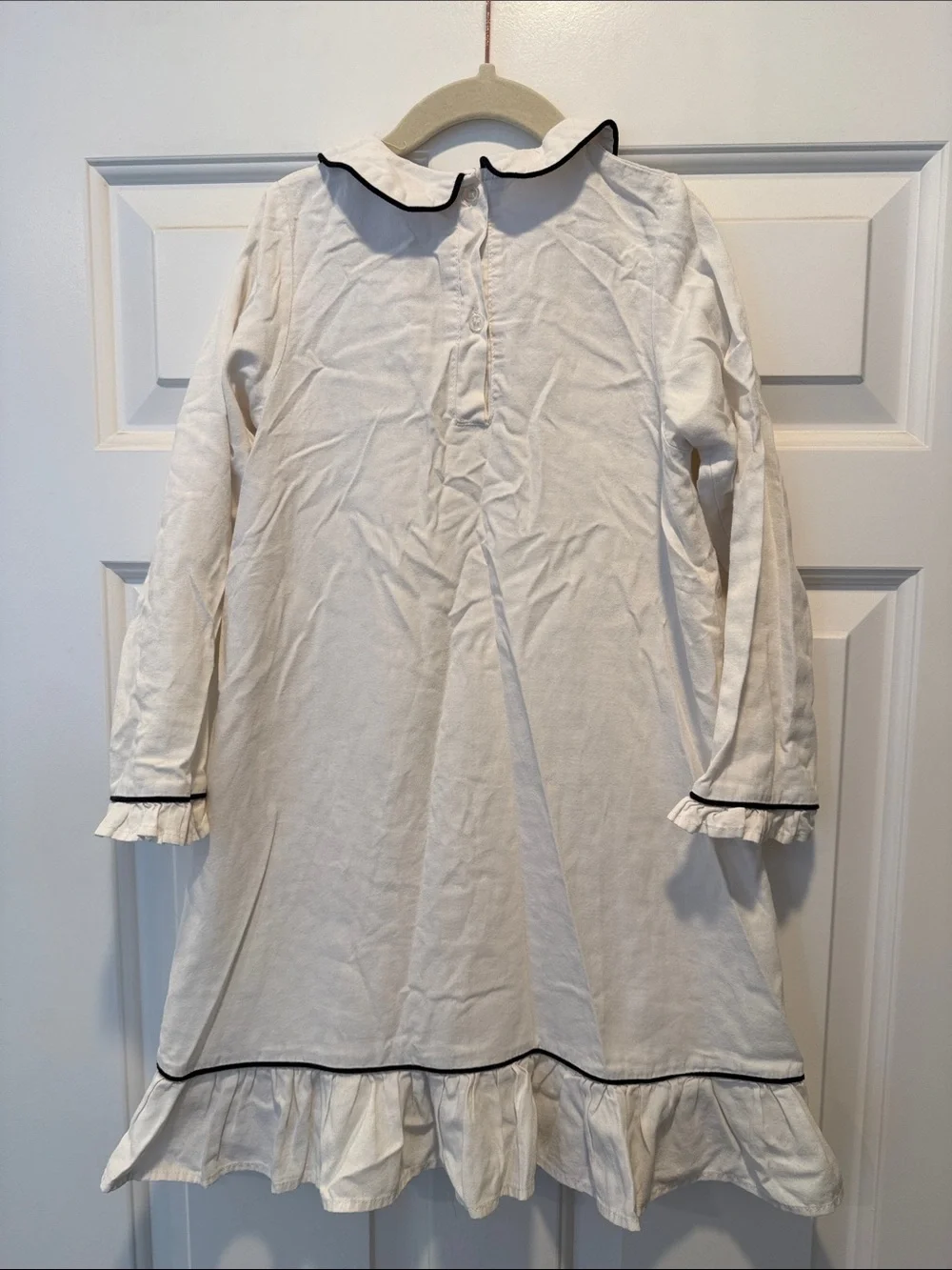 Petite Plume Victoria Girls Cotton Nightgown White with Black Trim 5